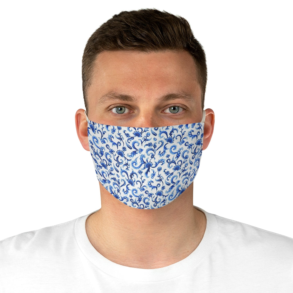 Tapestry Blue Double Layer Fabric Face Mask from Vluxe by Lucky Nahum