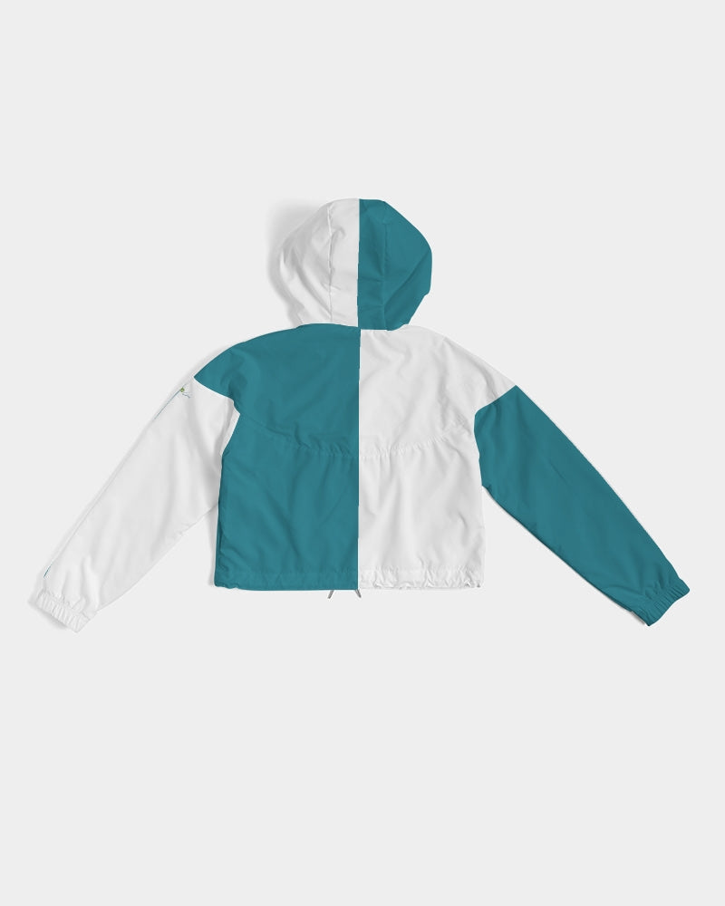 Blocks Sea Shore Blue Women's Cropped Windbreaker