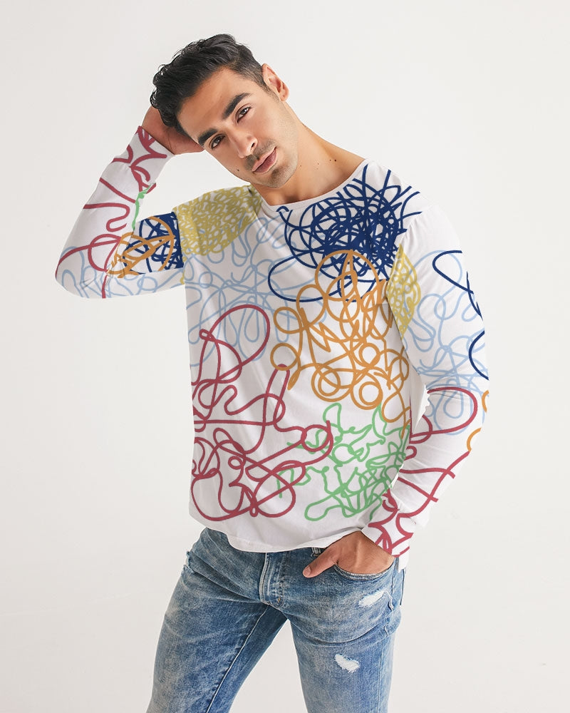 Lucky Scribble White Men's Long Sleeve Tee