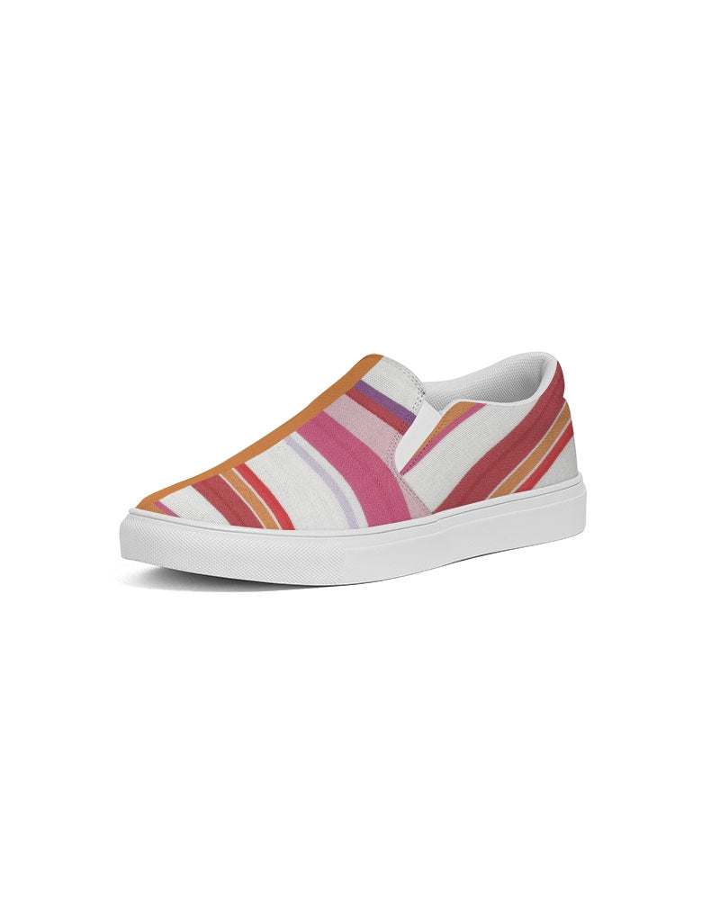 Split Personality Stripe Orange Men's Slip-On Canvas Shoe