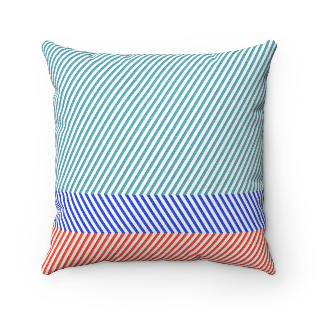 Twill Multi Three Faux Suede Square Pillow