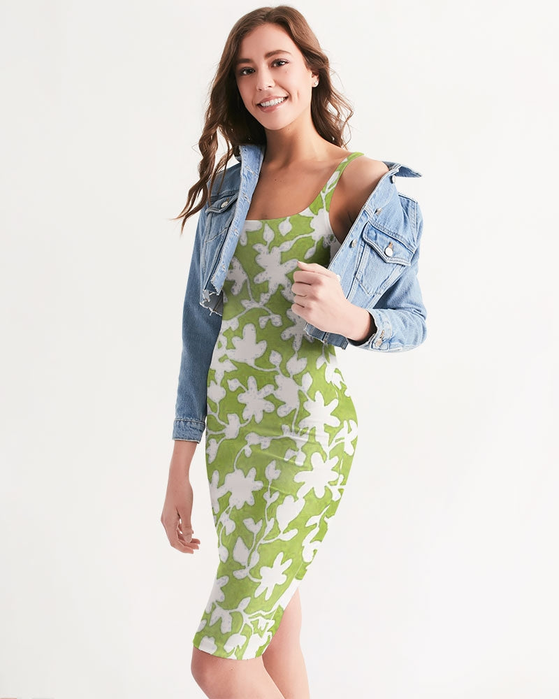 Camo Flower Grass Women's Midi Bodycon Dress