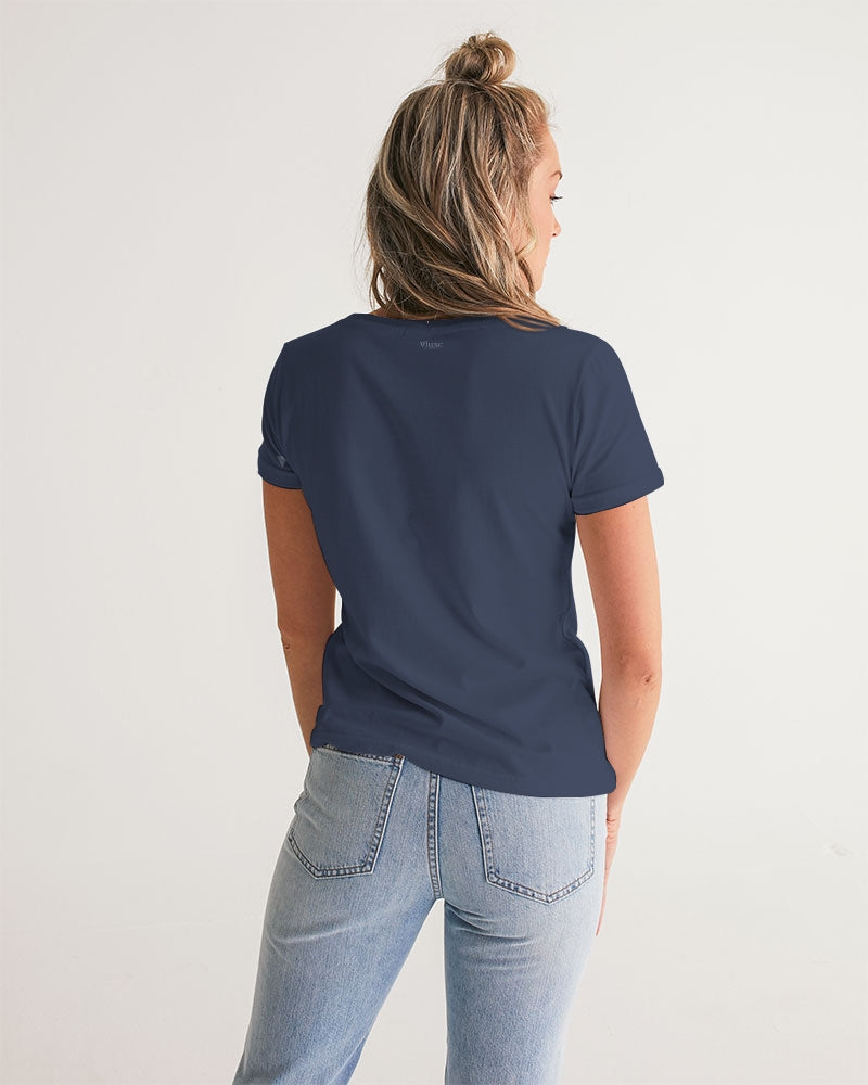 Solid State Of Mind V Navy Women's V-Neck Tee | Always Get Lucky