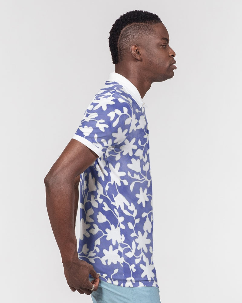 Camo Flower Sky Men's Slim Fit Short Sleeve Polo