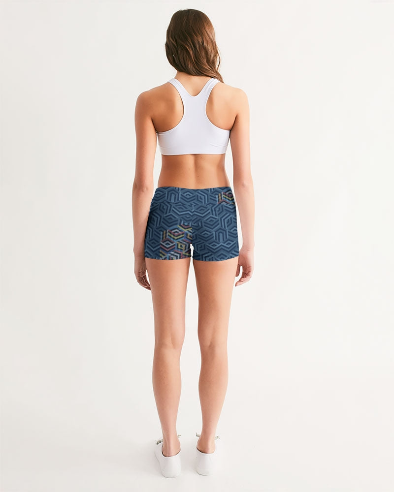 Hexagonic Women's Mid-Rise Yoga Shorts | Always Get Lucky