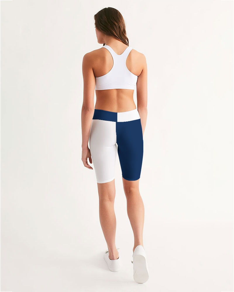 Blocks Navy Seas Women's Mid-Rise Bike Shorts