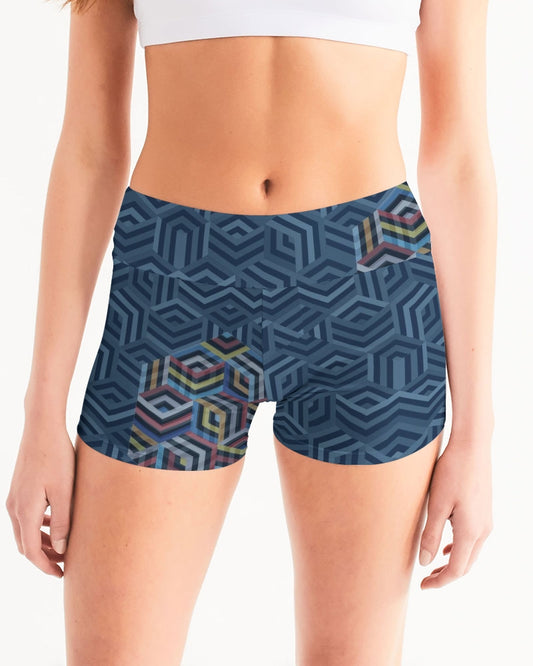 Hexagonic Women's Mid-Rise Yoga Shorts | Always Get Lucky