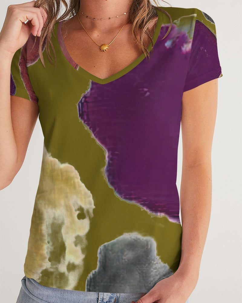 Splash Olive Women's V-Neck Tee | Always Get Lucky
