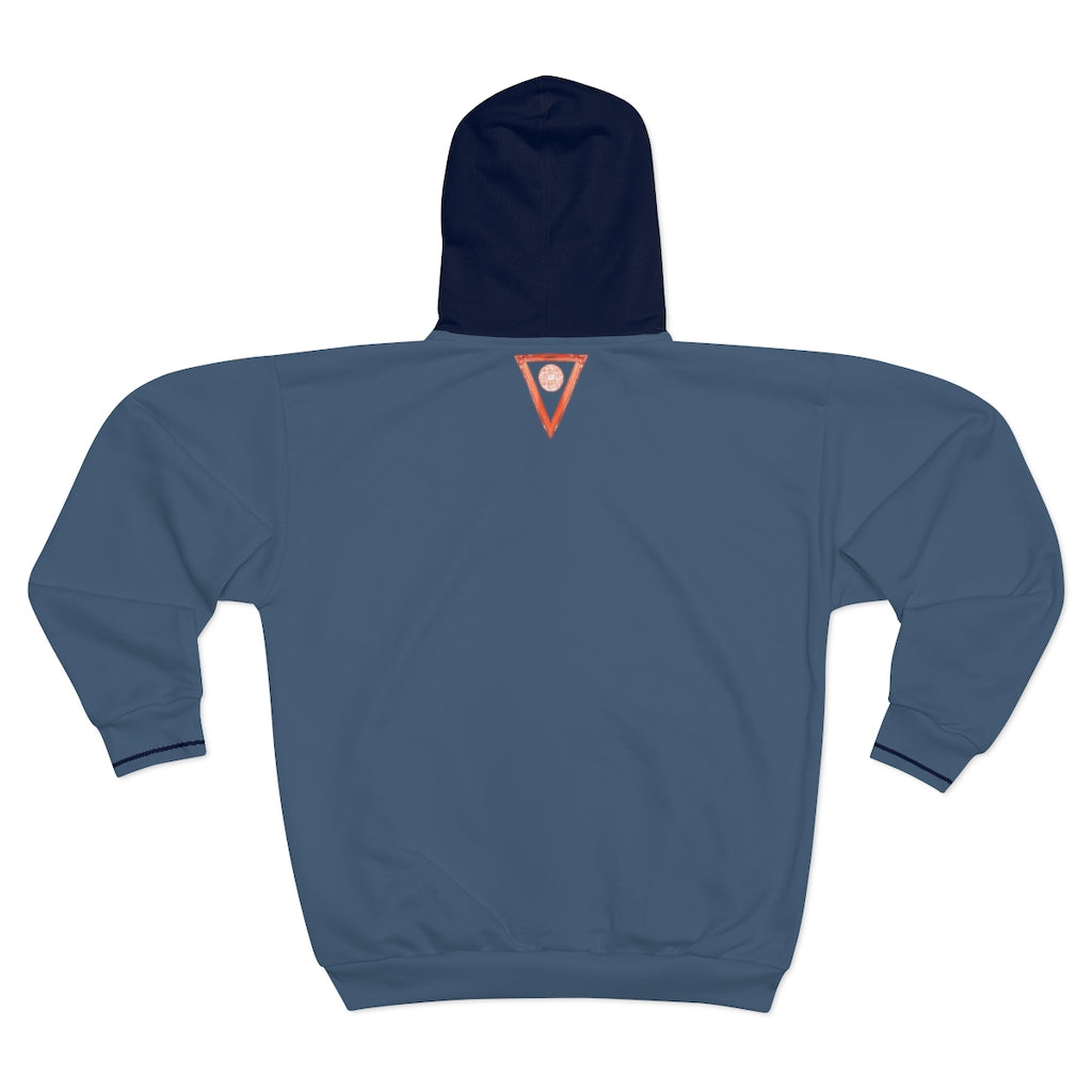 Split Blue Unisex Zip Hoodie from Vluxe by Lucky Nahum