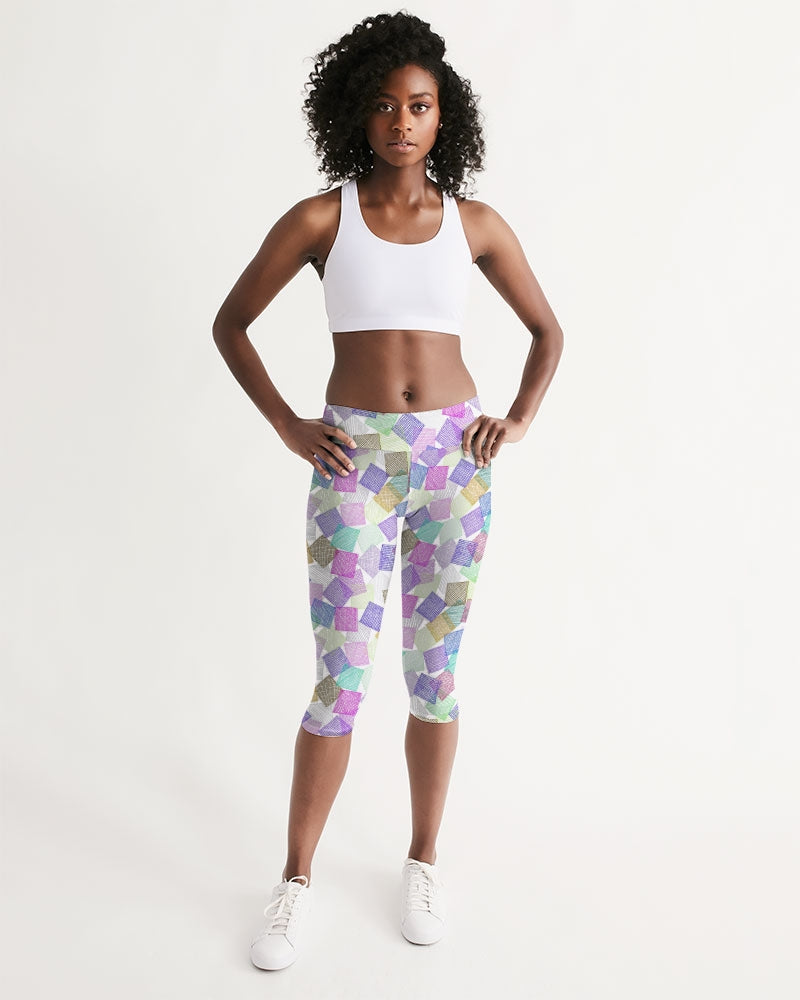 Boxes White Women's Mid-Rise Capri