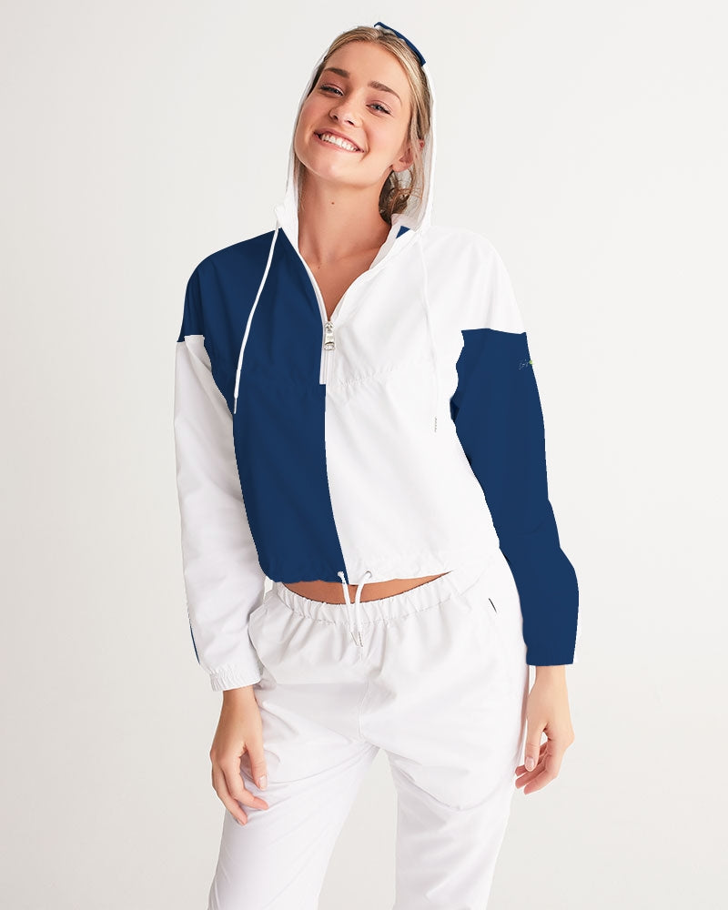 Blocks Navy Seas Women's Cropped Windbreaker
