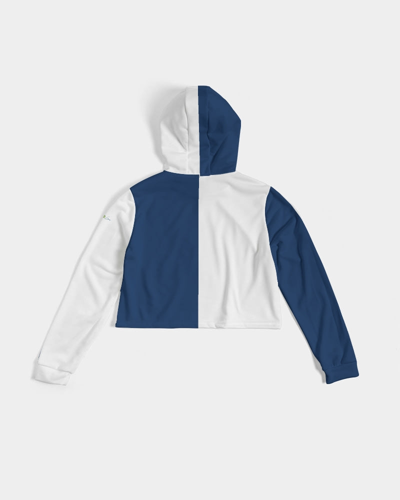 Blocks Navy Seas Women's Cropped Hoodie