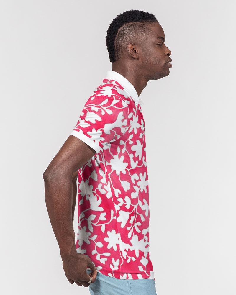 Camo Flower Flame Men's Slim Fit Short Sleeve Polo