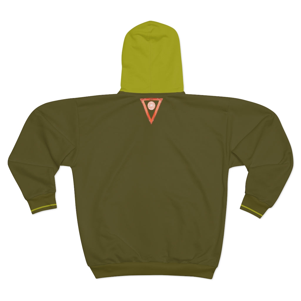 Split Olive Unisex Zip Hoodie from Vluxe by Lucky Nahum
