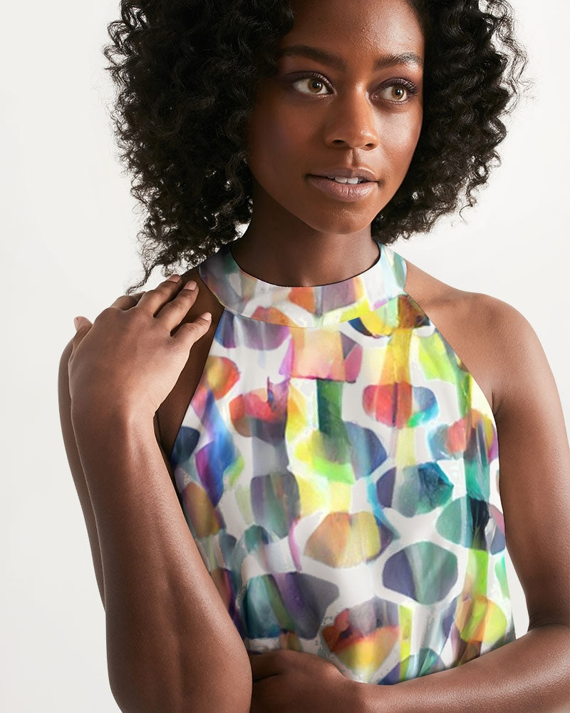 Vieste Women's All-Over Print Halter Dress