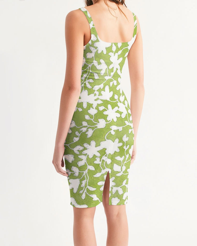 Camo Flower Grass Women's Midi Bodycon Dress