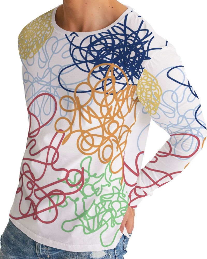 Lucky Scribble White Men's Long Sleeve Tee