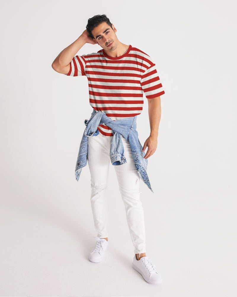 Classic Vluxe Red Stripe Men's Premium Heavyweight Tee