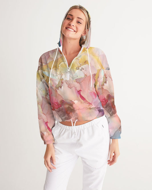 Smoke Gets in Your Eyes Women's Cropped Windbreaker | Always Get Lucky