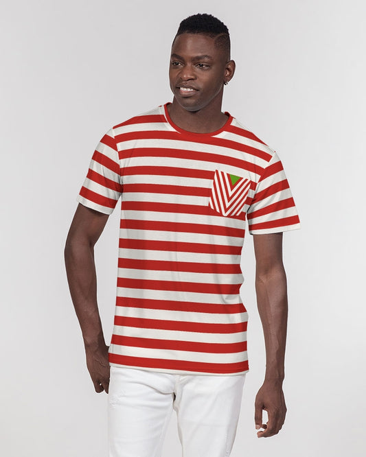 Classic Vluxe Red Stripe Men's Everyday Pocket Tee