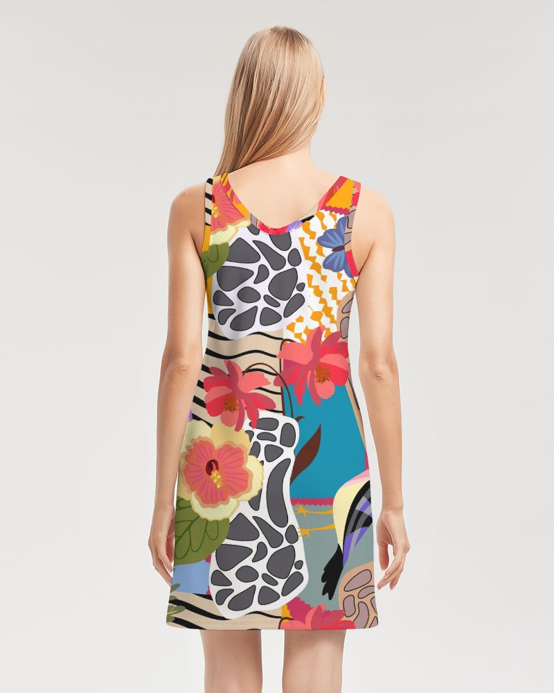 Bird of Paradise Women's Rib Knit V Neck Mini Dress