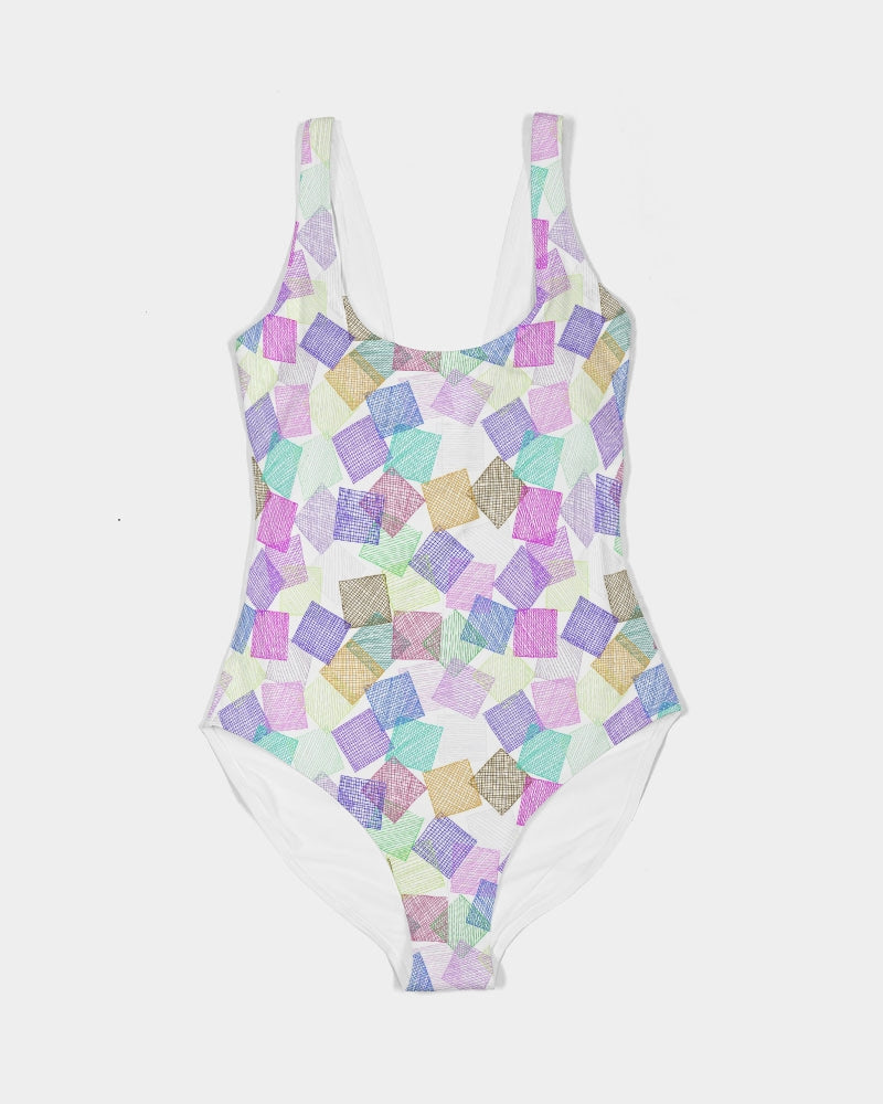 Boxes White Women's One-Piece Swimsuit