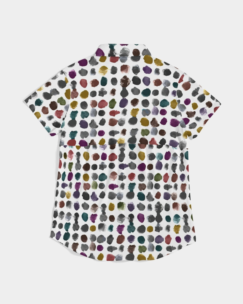 Paint Dab Multi Women's Short Sleeve Button Up | Always get Lucky