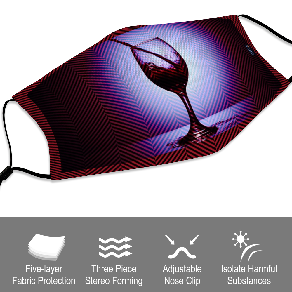 Vino Red Face Cover with Filter Element for Adults