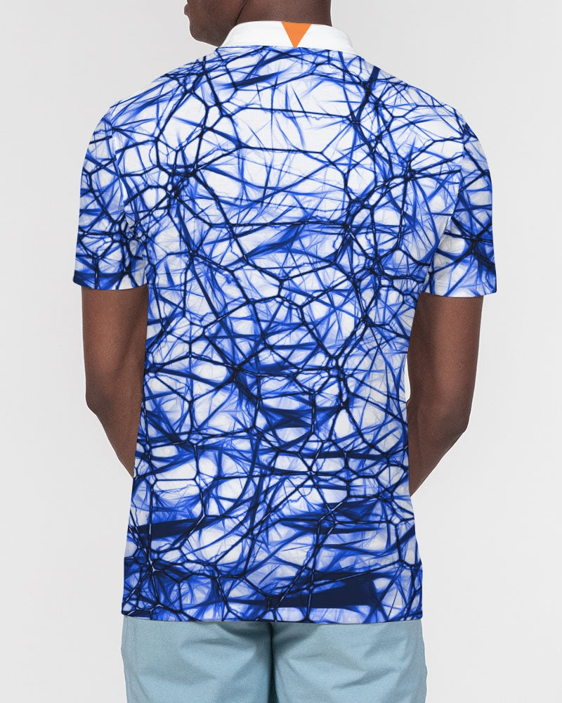 Wired Blue Men's Slim Fit Short Sleeve Polo from Vluxe by Lucky Nahum