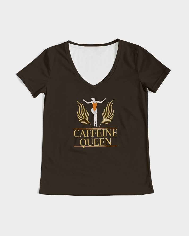 Caffeine Queen Black Women's V-Neck Tee