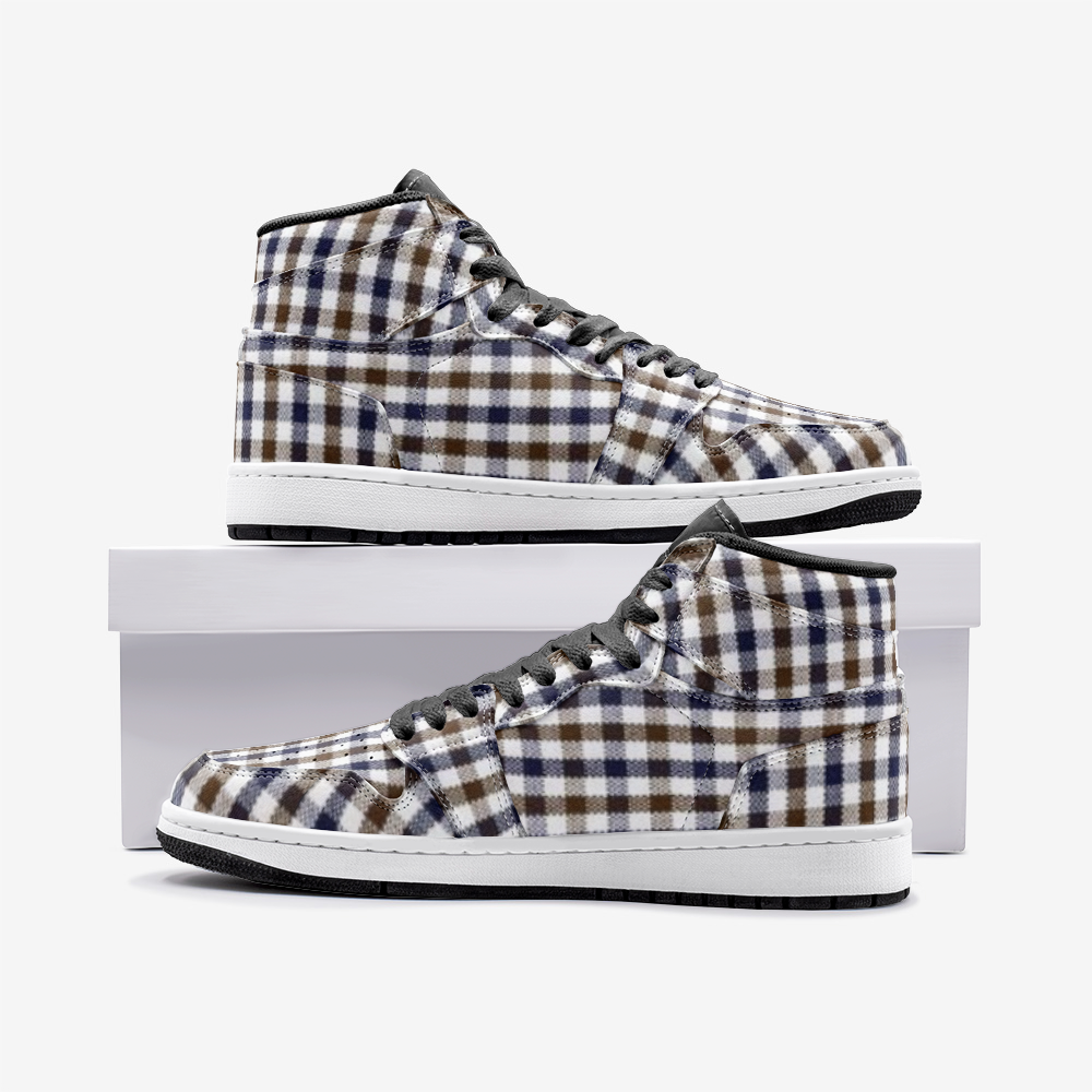 Borneo Navy Brown High Top Unisex Sneaker from Vluxe by Lucky Nahum