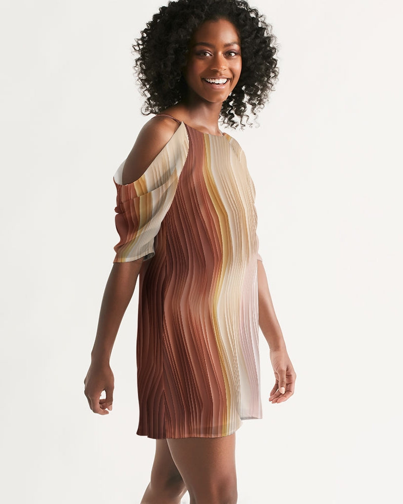 Wavy Gravy Women's Open Shoulder A-Line Dress | Always Get Lucky