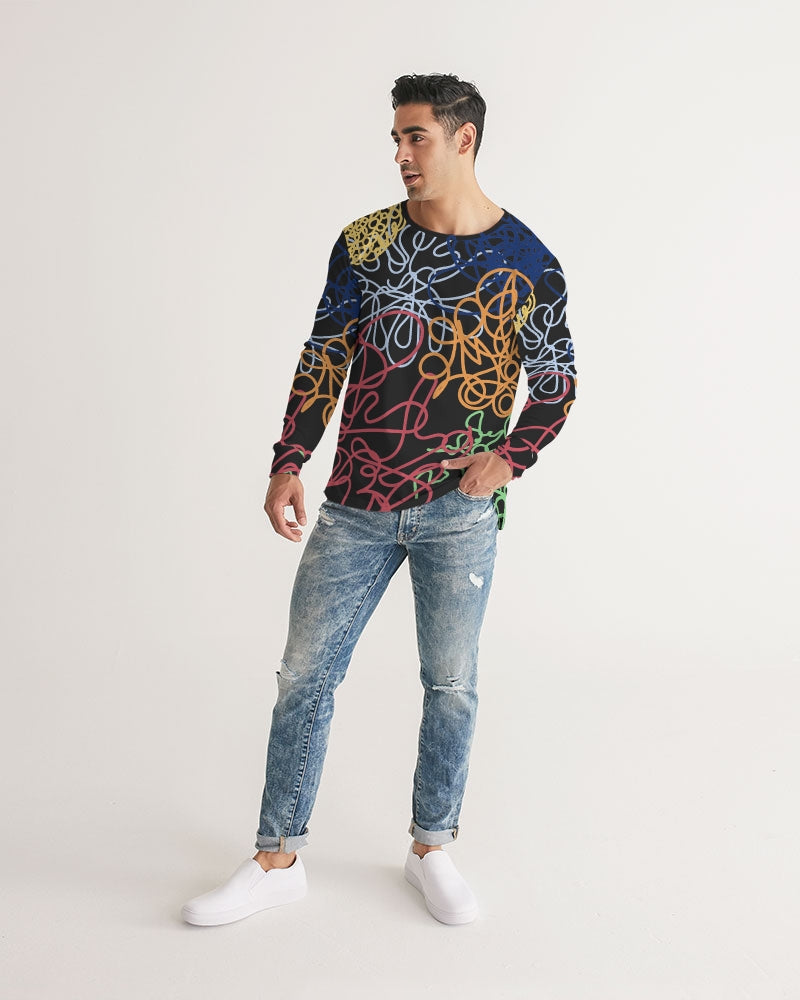 Lucky Scribble Black Men's Long Sleeve Tee