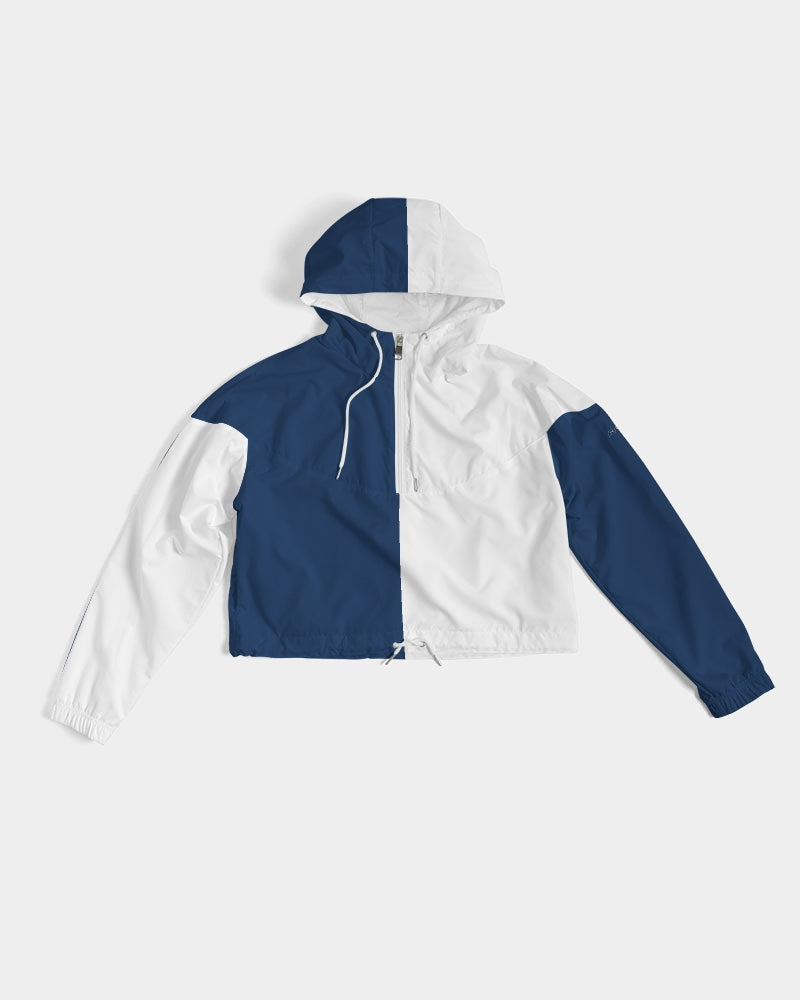 Blocks Navy Seas Women's Cropped Windbreaker