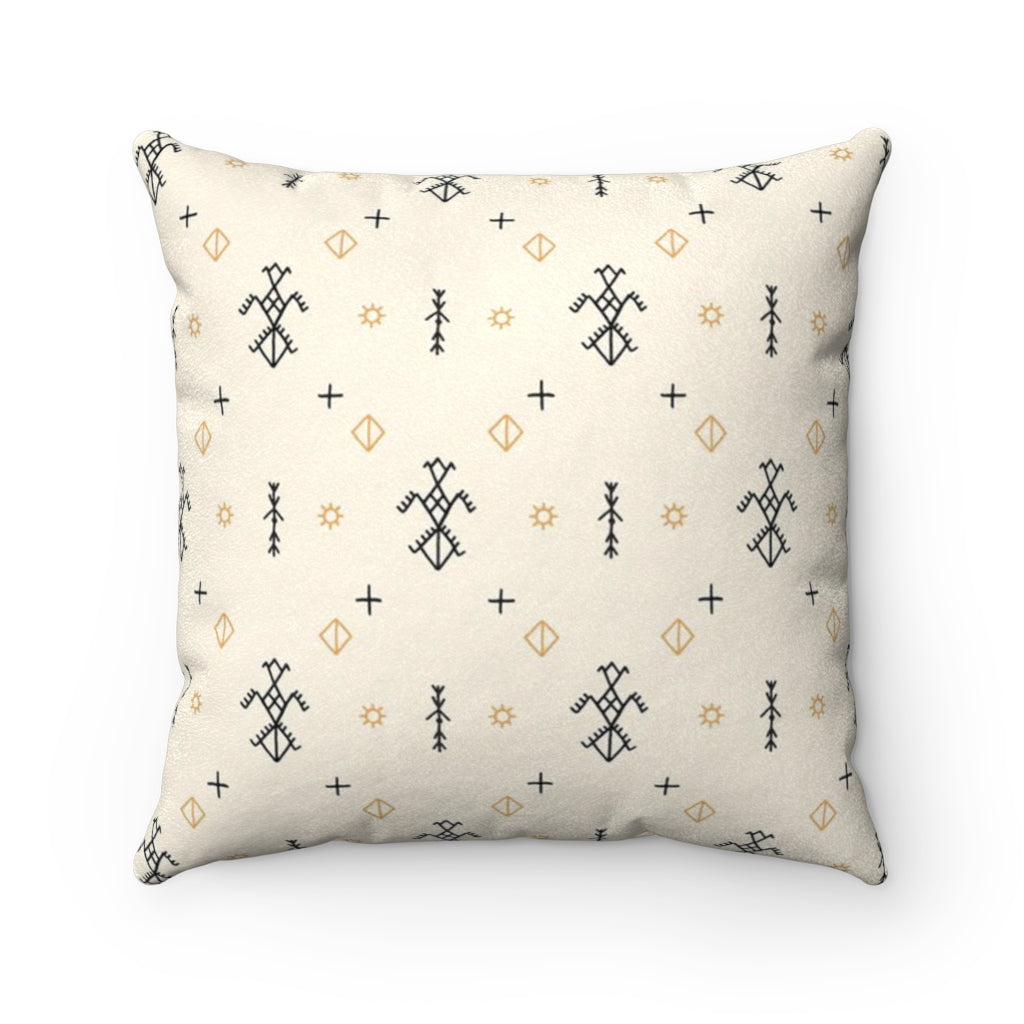 Takama Amezigh Natural Faux Suede Square Pillow