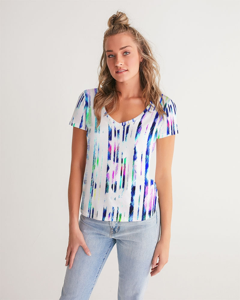 Blur The Lines Women's V-Neck Tee