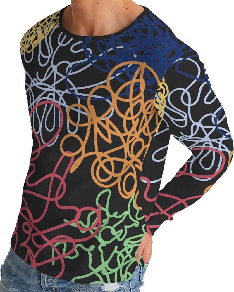 Lucky Scribble Black Men's Long Sleeve Tee