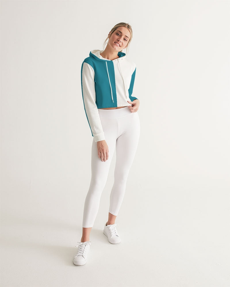 Blocks Sea Shore Blue Women's Cropped Hoodie