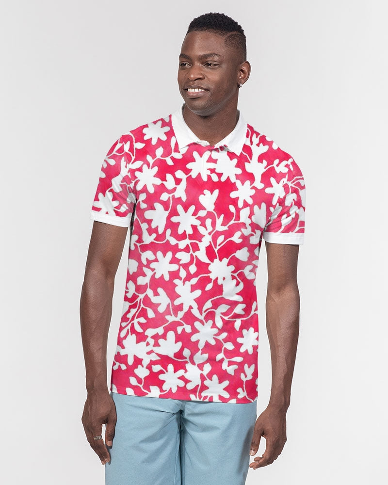 Camo Flower Flame Men's Slim Fit Short Sleeve Polo