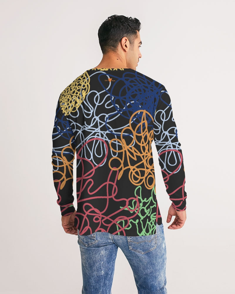 Lucky Scribble Black Men's Long Sleeve Tee