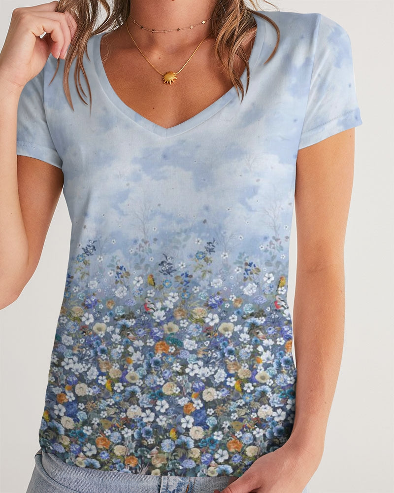Floral Heavens Women's V-Neck Tee