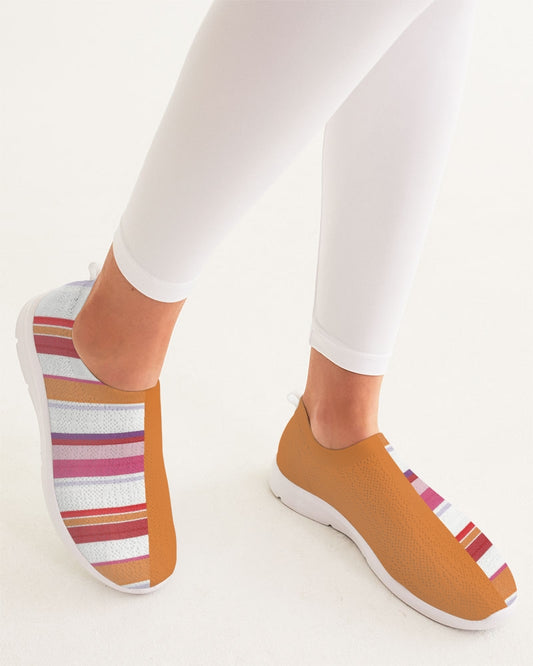 Split Personality Stripe Orange Women's Slip-On Flyknit Shoe