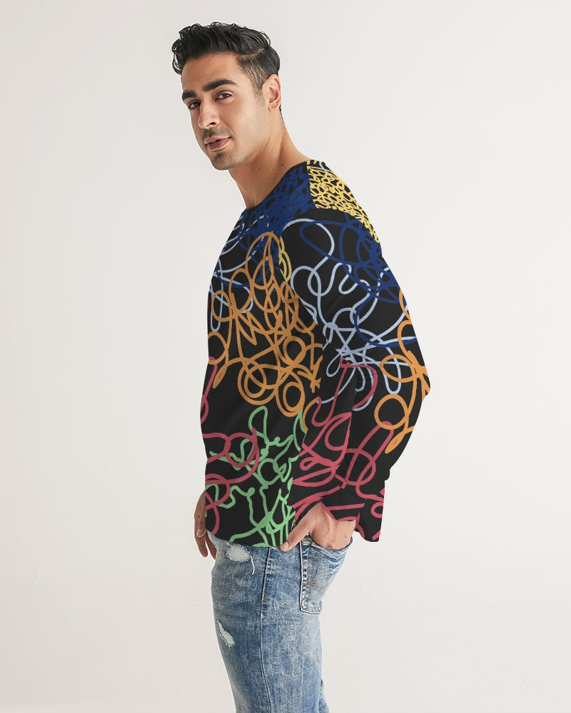 Lucky Scribble Black Men's Long Sleeve Tee