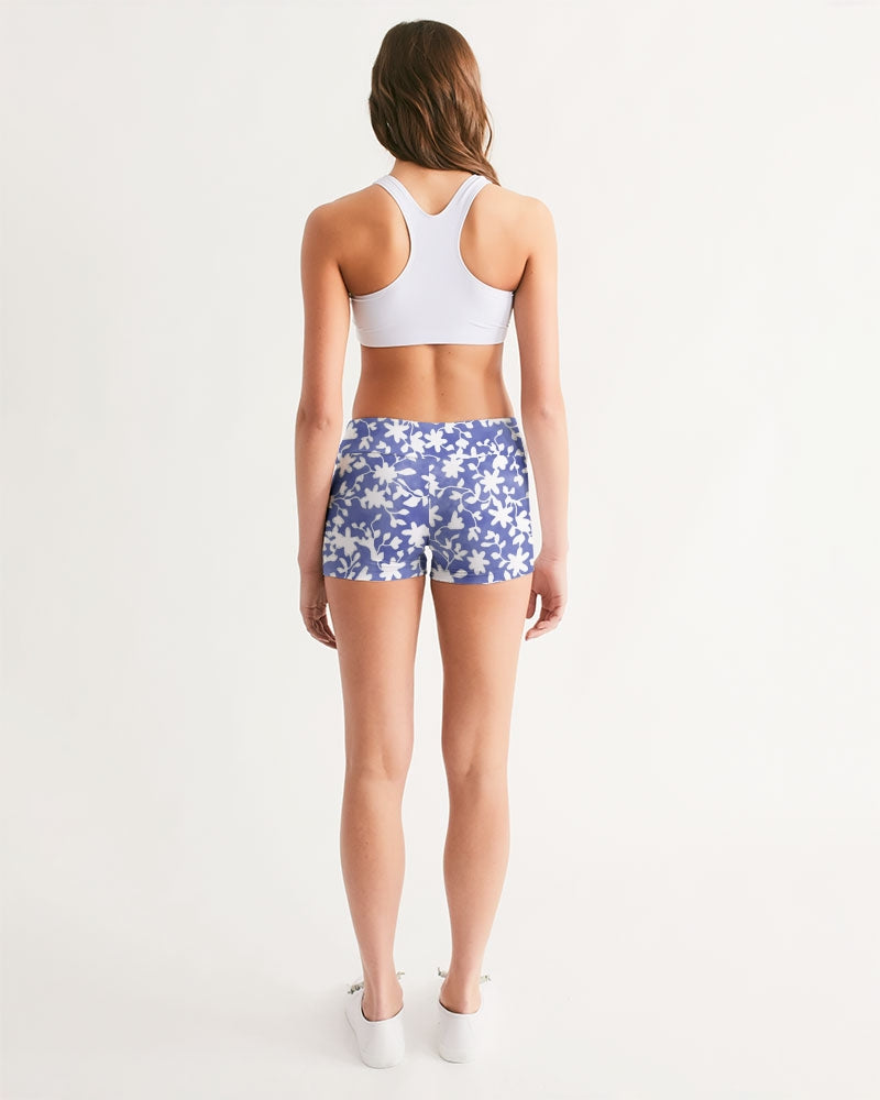 Camo Flower Sky Women's Mid-Rise Yoga Shorts | Always Get Lucky