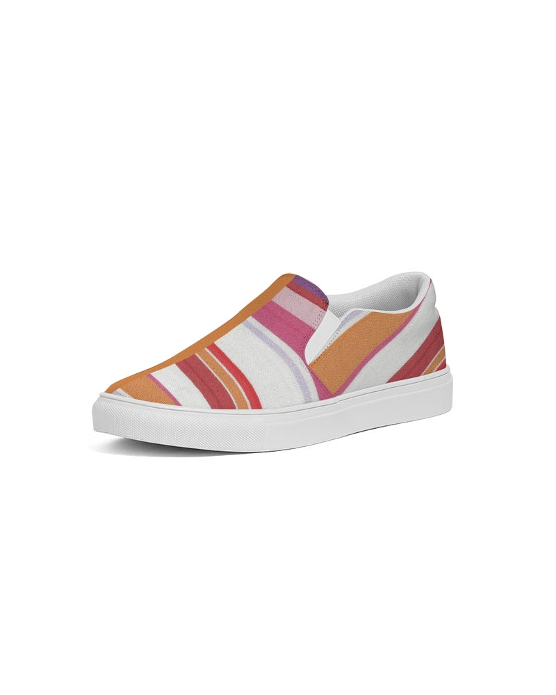 Split Personality Stripe Orange Women's Slip-On Canvas Shoe