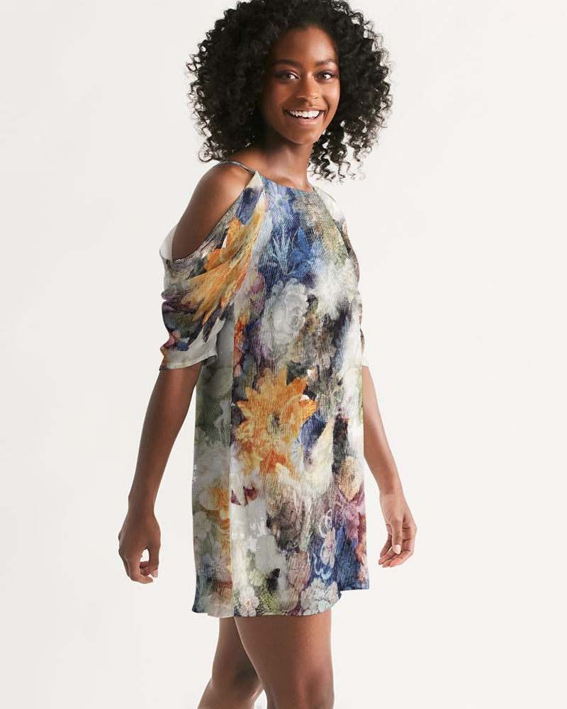 Faded Memory Women's Open Shoulder A-Line Dress
