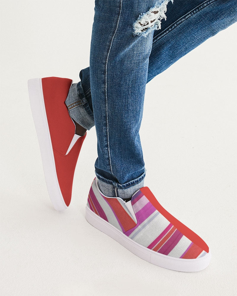 Split Personality Stripe Red Men's Slip-On Canvas Shoe