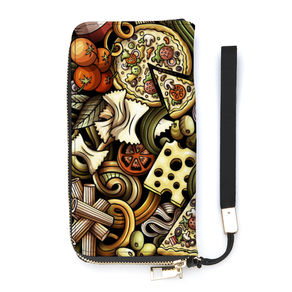 Italian Restaurant Wallet with Credit Card Holders Money Organizer Zipper Purse Wristlet Handbag