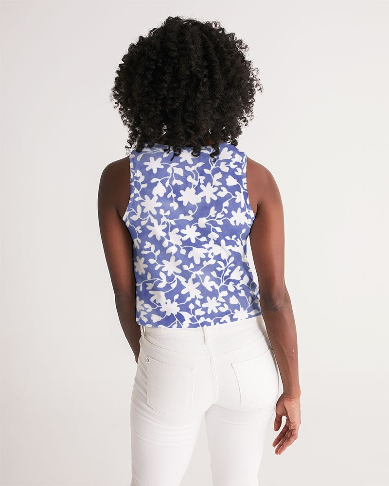 Camo Flower Sky Women's Cropped Tank