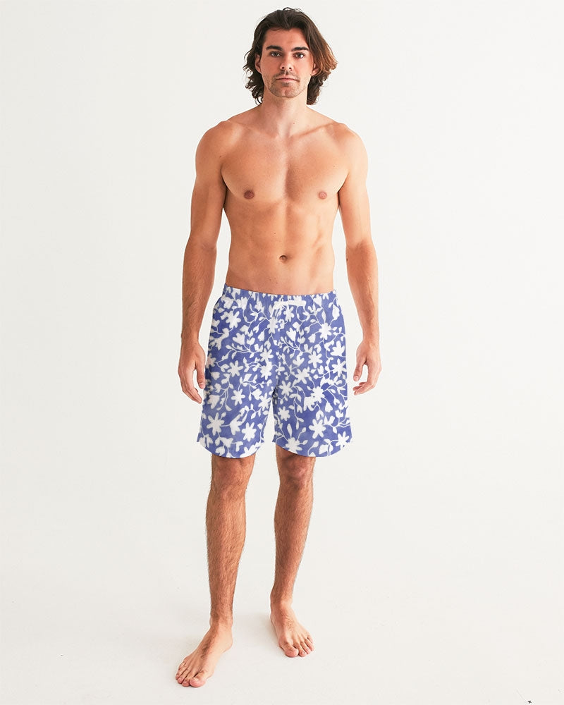 Camo Flower Sky Men's Swim Trunk